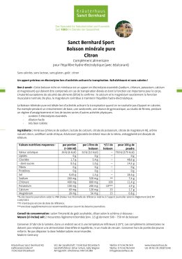 Sanct Bernhard Sport Boisson minéraux purs Citron 100 g
