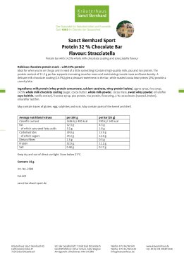 Sanct Bernhard Sport Protein 32 % Chocolate Bar  Flavour: Stracciatella