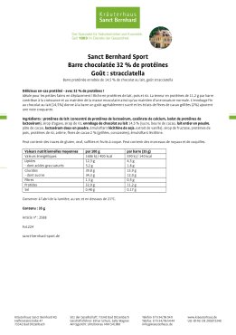 Sanct Bernhard Sport Barre chocolatée 32 % de protéines  Goût : stracciatella