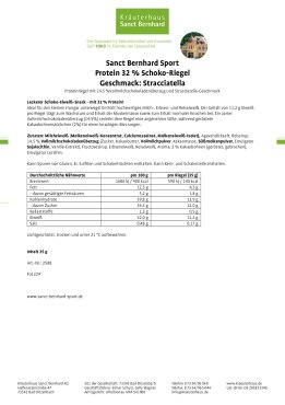 Sanct Bernhard Sport  Protein 32 % Schoko-Riegel  Geschmack: Stracciatella 20er-Box 700 g