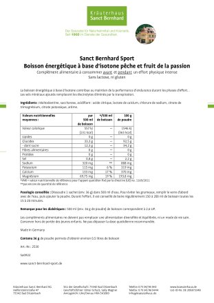 Sanct Bernhard Sport Kit semi-marathon 6 pièce