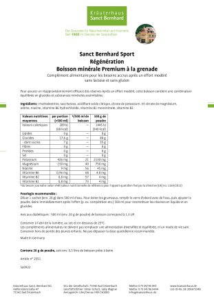 Sanct Bernhard Sport Kit semi-marathon 6 pièce