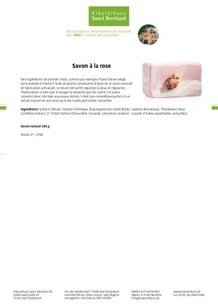 Savon &agrave;&nbsp; la rose 100 g