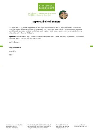 Sapone all'olio di cembro 100 g