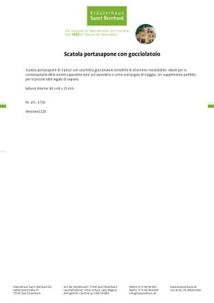 Scatola portasapone con gocciolatoio
