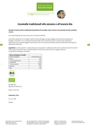 Caramelle tradizionali allo zenzero e all'arancia bio 170 g