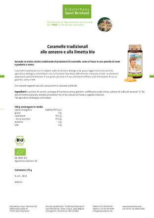 Caramelle tradizionali allo zenzero e alla limetta bio 170 g