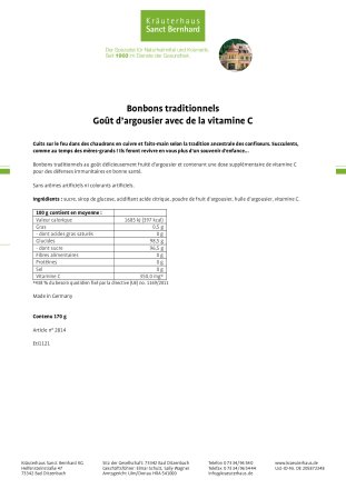 Bonbons traditionnels Goût d’argousier avec de la vitamine C 170 g