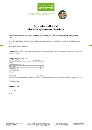 Caramelle tradizionali all'olivello spinoso con vitamina C 170 g