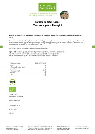 Caramelle tradizionali Zenzero e pesca biologici 170 g
