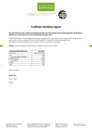 Traditions-Bonbons Ingwer 170 g