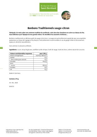 Bonbons Traditionnels sauge-citron