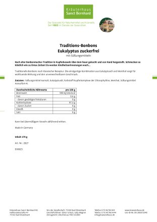 Traditions-Bonbons Eukalyptus zuckerfrei 170 g