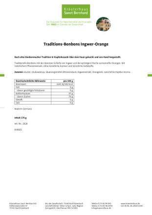 Traditions-Bonbons Ingwer-Orange 170 g