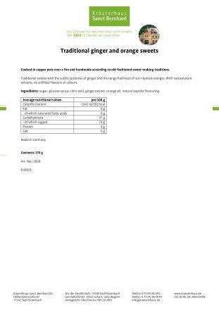 Traditional ginger and orange sweets