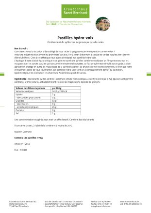 Pastilles hydro-voix 150 pièce