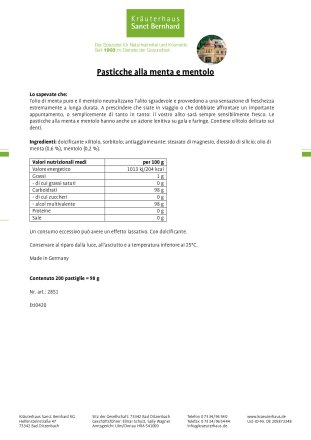 Pasticche alla menta e mentolo 200 pezzo