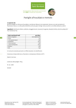Pastiglie all'eucalipto e mentolo 200 compresse