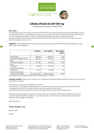 G&eacute;lules d'huile de krill 500 mg 90 gélules