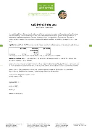Gel à boire à l’aloe vera