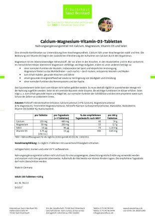 Calcium-Magnesium-Vitamin-D3-Tabletten 150 Stück