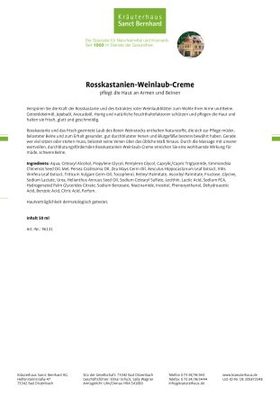 Rosskastanien-Weinlaub-Creme 50 ml 50 ml
