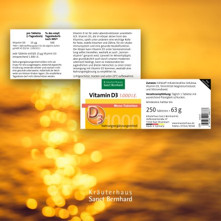 Vitamin D3 1.000 I.E. Mono-Tabletten 250 Tabletten