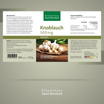 Knoblauch-Kapseln 500 mg 180 Kapseln