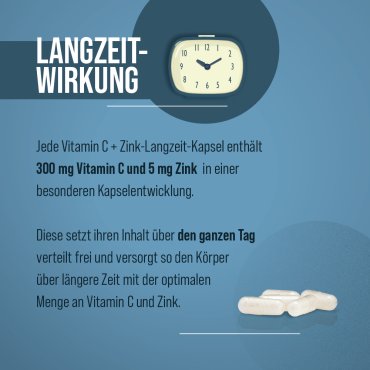 Vitamin C+Zink Langzeit-Kapseln 180 Kapseln