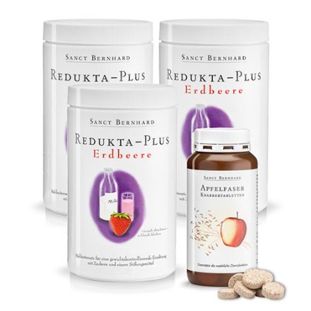 Redukta-PLUS Erdbeere 3x + 1x Apfelfaser-Knabbertabletten 4 Stück