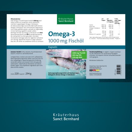 Omega-3-Fischöl-Kapseln 1000 mg 220 Kapseln