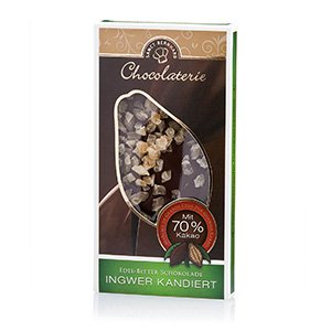 Edel-Bitter Schokolade 70 % Kakao · Ingwer kandiert 100 g