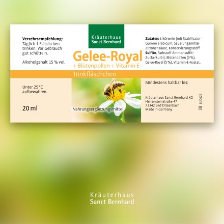 Gelee-Royal + Bl&uuml;tenpollen + Vitamin-E-Trinkfl&auml;schchen 600 ml