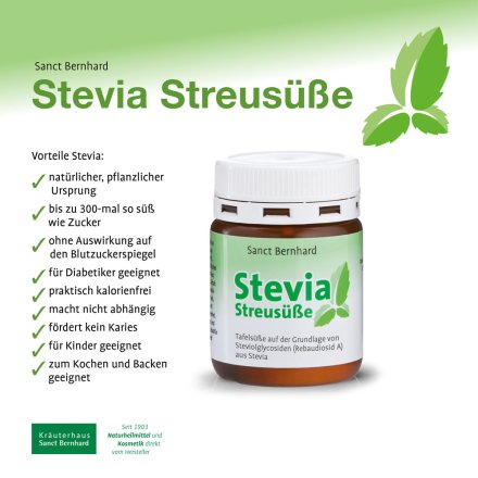 Stevia-Streus&uuml;&szlig;e 97% Rebaudiosid A 50 g