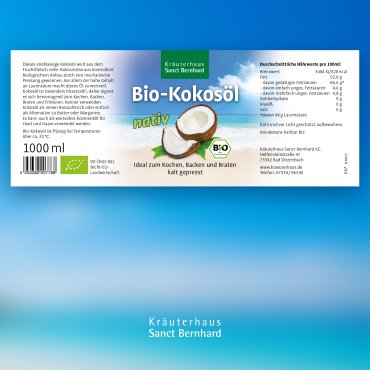 Bio-Kokos&ouml;l kalt gepresst 1000 ml