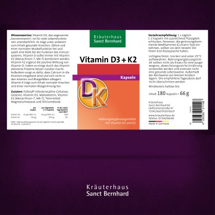 Vitamin-D3+K2-Kapseln 180 Kapseln
